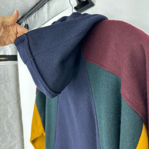 Vintage Braetan Multi Colour Duffel Coat Wool Hoodie Jacket S Preppy Academia - Picture 9 of 13